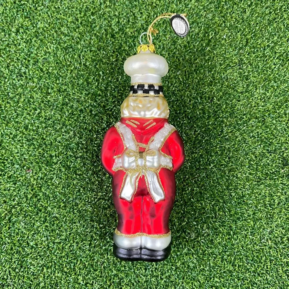 Vintage Blown Glass Santa Chef Christmas Tree Ornament